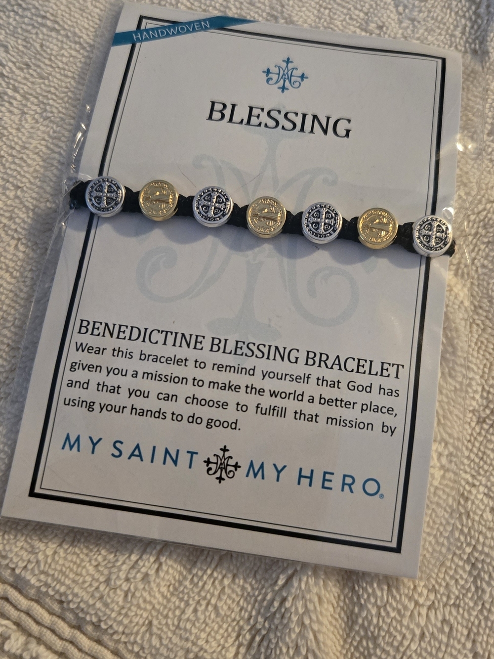 Benedictine Blessing Bracelet - Black with Gold & Silver Medallions